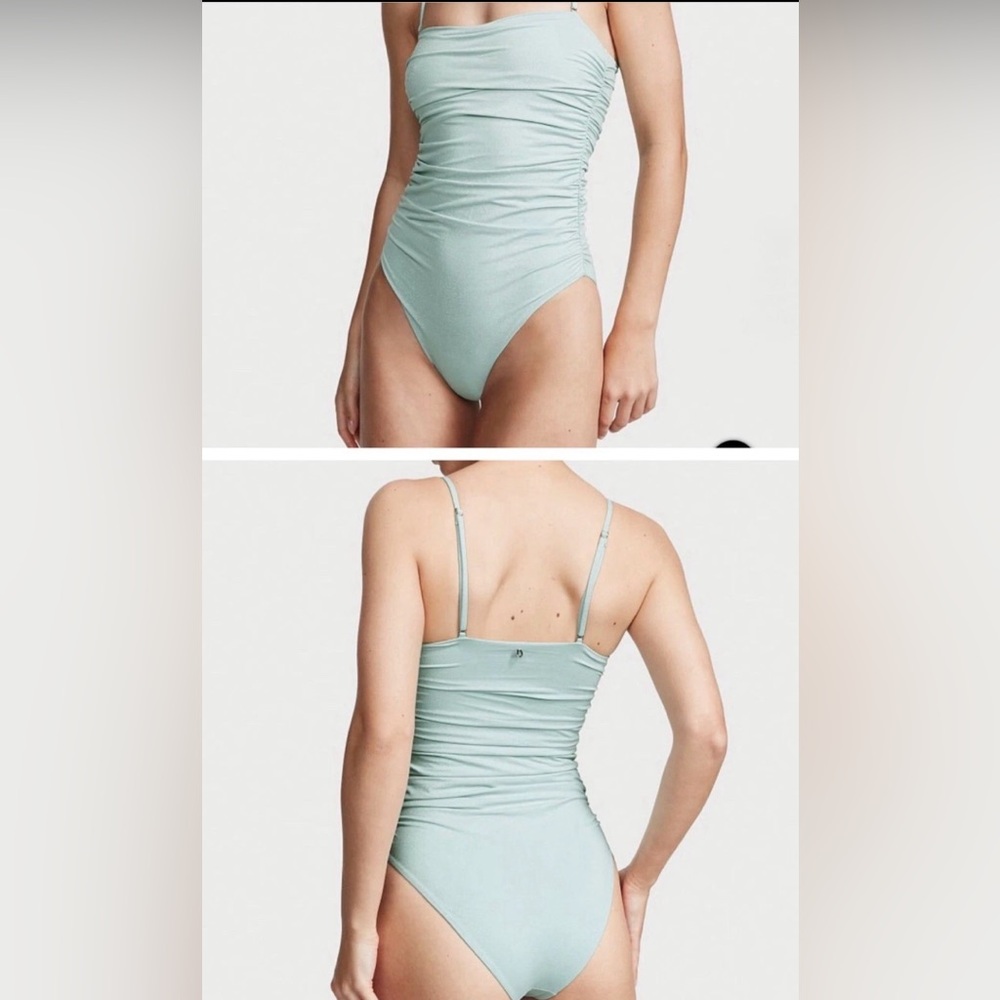 Victoria’s Secret Essential Ruched One-Piece Swimsuit Sea Foam Blue Sz XXL